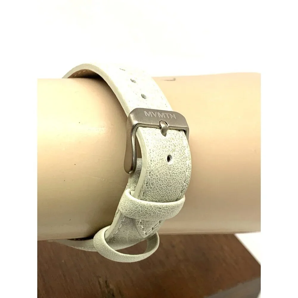 MVMT Women's Watch QMB01-Tima Quartz White Gray Marble Dial Leather Band 38mm